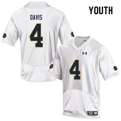 Notre Dame Fighting Irish Youth Avery Davis #4 White Under Armour Authentic Stitched College NCAA Football Jersey SYL7399CI